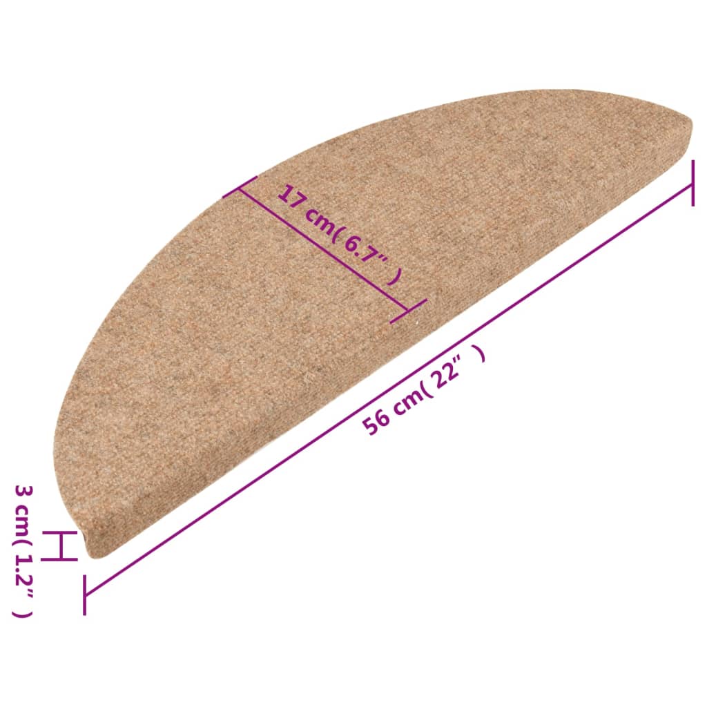 Selvklebende trappematter 10 stk beige 56x17x3 cm