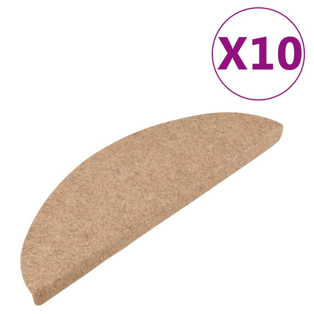 Selvklebende trappematter 10 stk beige 65x22,5x3,5 cm