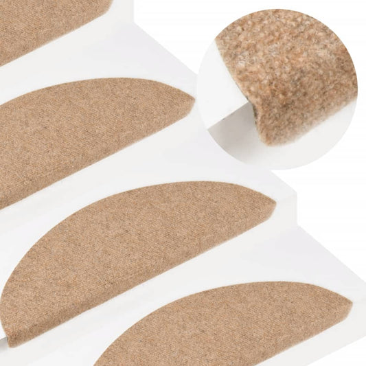 Selvklebende trappematter 10 stk beige 65x22,5x3,5 cm