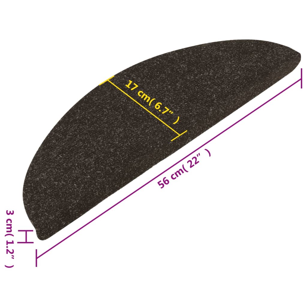 Selvklebende trappematter 10 stk antrasitt 56x17x3 cm