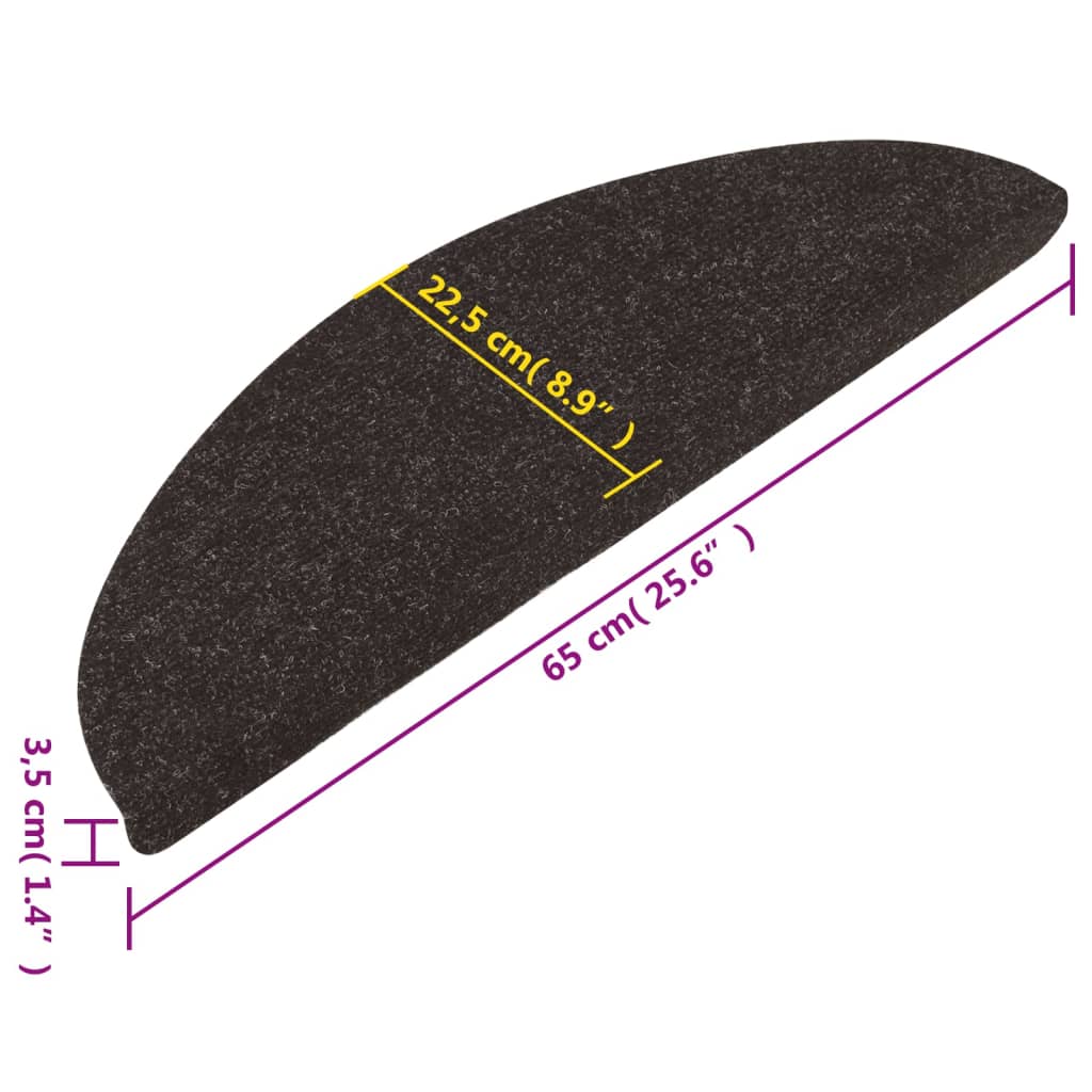 Selvklebende trappematter 10 stk svart 65x22,5x3,5 cm