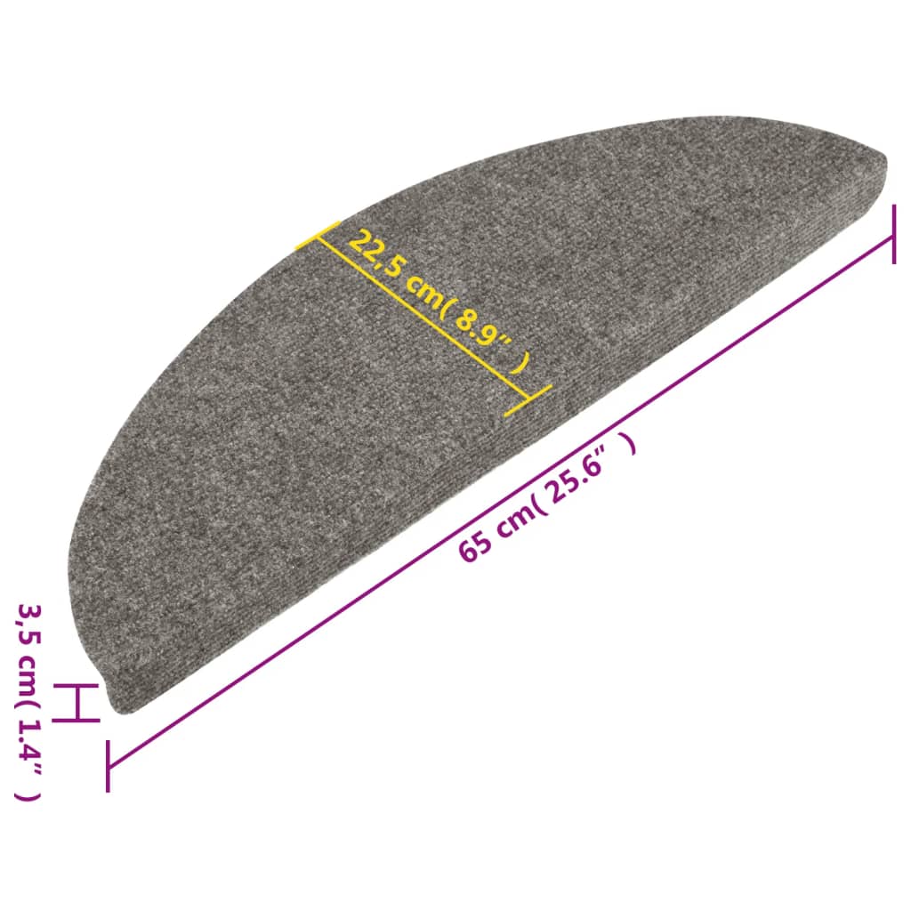 Selvklebende trappematter 10 stk grå 65x22,5x3,5 cm