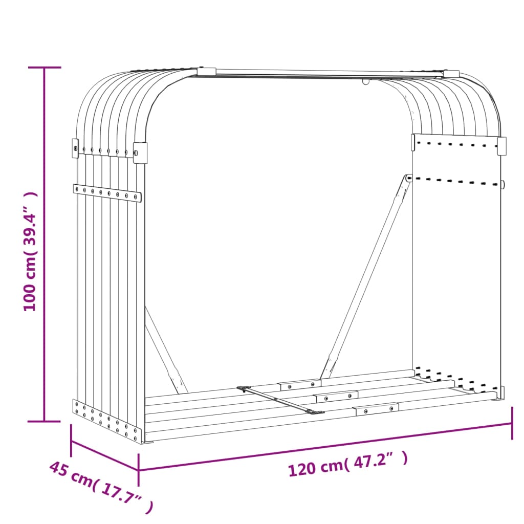 Vedholder grønn 120x45x100 cm galvanisert stål