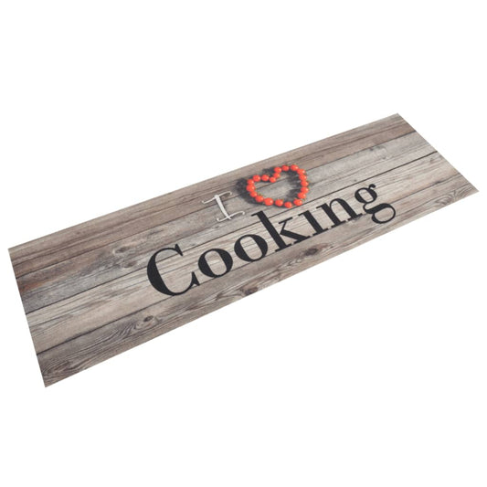 Kjøkkenteppe vaskbar cooking grå 45x150 cm fløyel