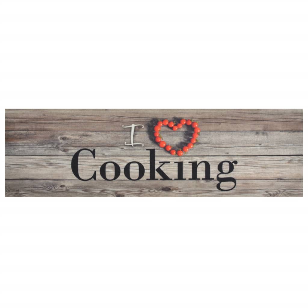 Kjøkkenteppe vaskbar cooking grå 45x150 cm fløyel