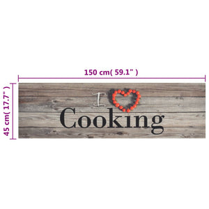 Kjøkkenteppe vaskbar cooking grå 45x150 cm fløyel