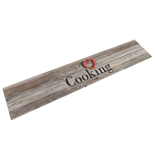 Kjøkkenteppe vaskbar Cooking grå 60x300 cm fløyel