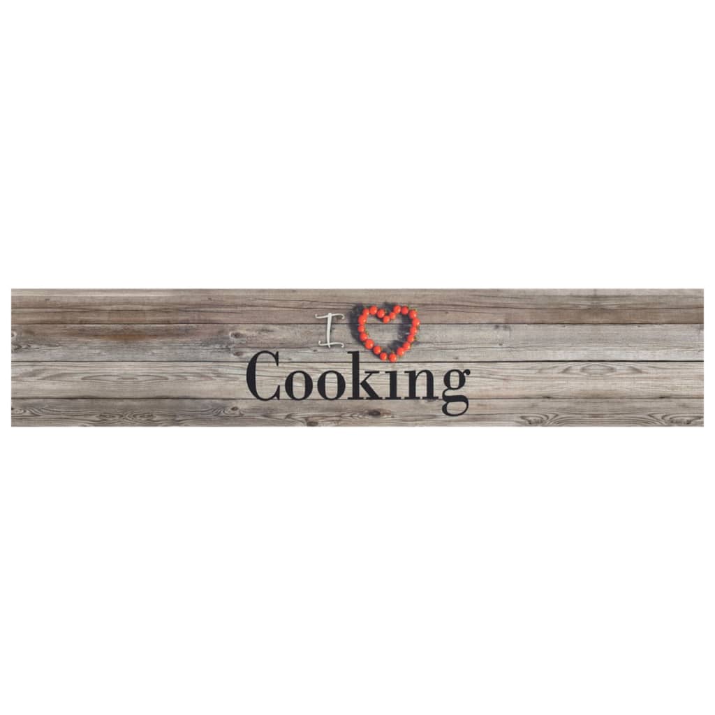 Kjøkkenteppe vaskbar Cooking grå 60x300 cm fløyel