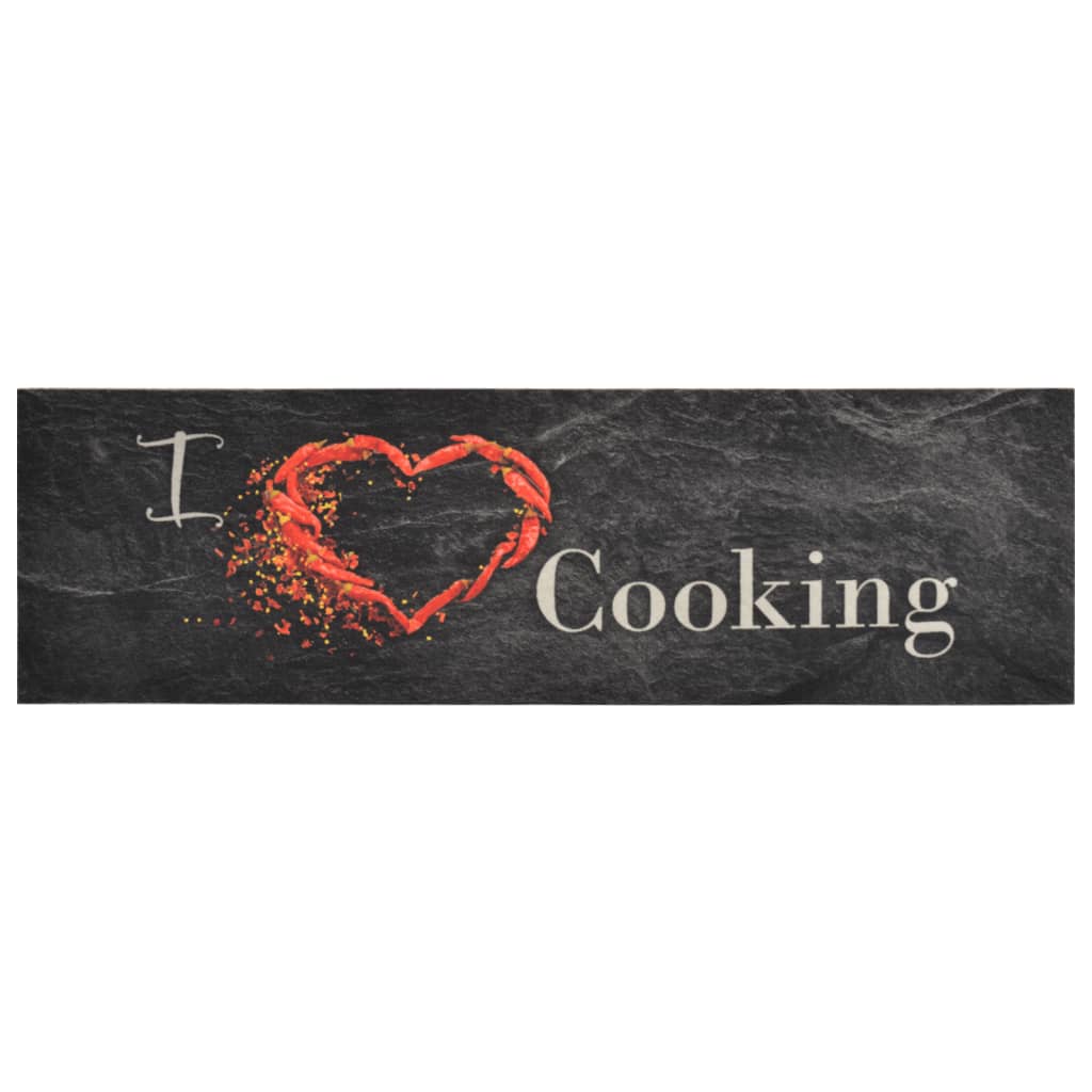 Kjøkkenteppe vaskbar Cooking svart 45x150 cm fløyel