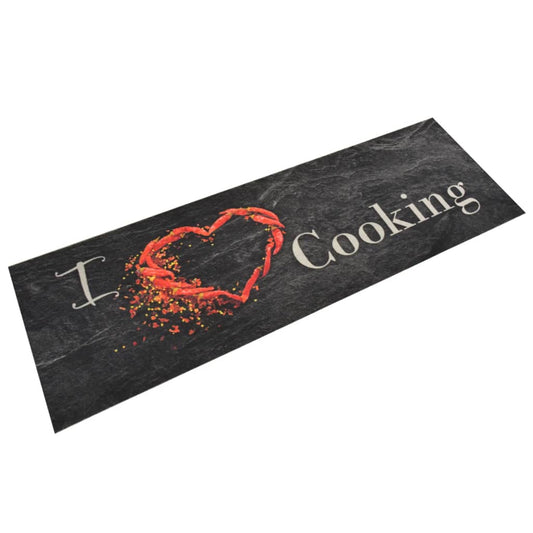 Kjøkkenteppe vaskbar Cooking svart 60x180 cm fløyel