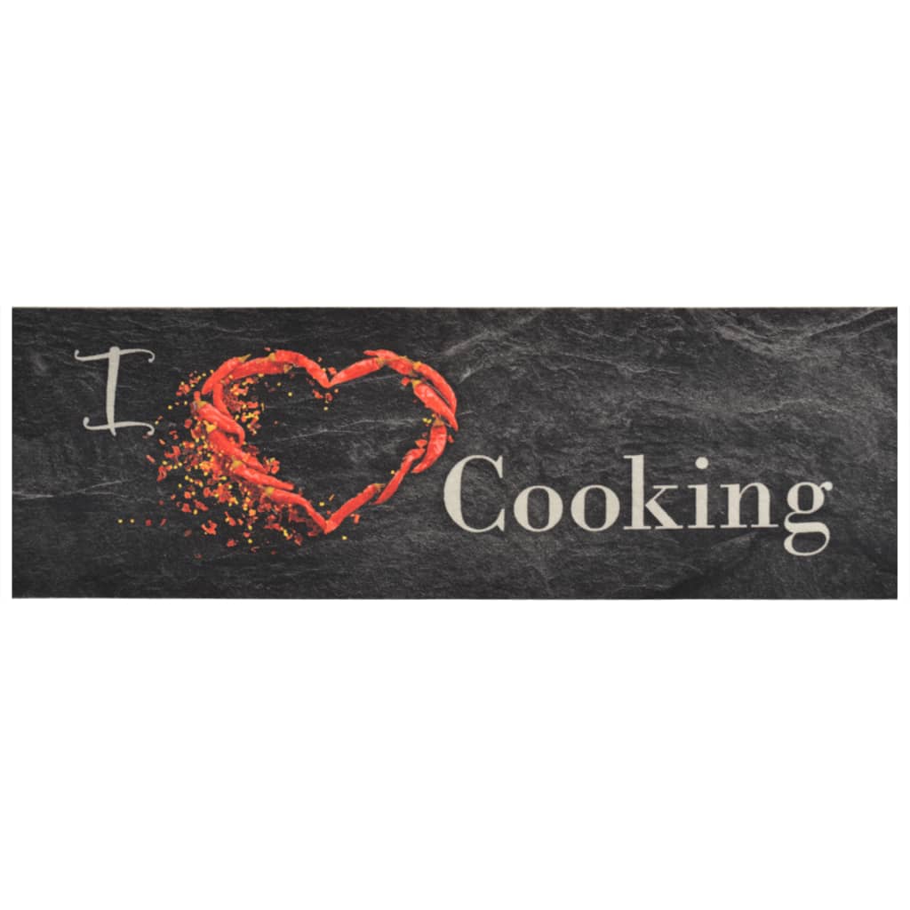 Kjøkkenteppe vaskbar Cooking svart 60x180 cm fløyel