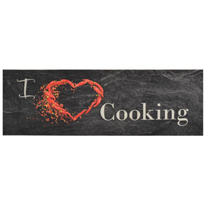 Kjøkkenteppe vaskbar Cooking svart 60x180 cm fløyel