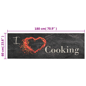 Kjøkkenteppe vaskbar Cooking svart 60x180 cm fløyel