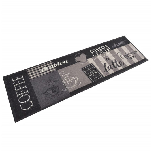 Kjøkkenteppe vaskbar kaffe svart 45x150 cm fløyel