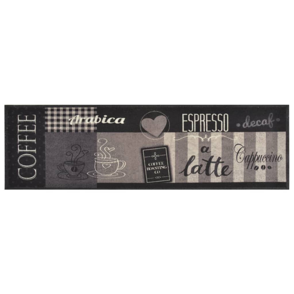 Kjøkkenteppe vaskbar kaffe svart 45x150 cm fløyel