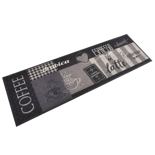 Kjøkkenteppe vaskbar Coffee svart 60x180 cm fløyel