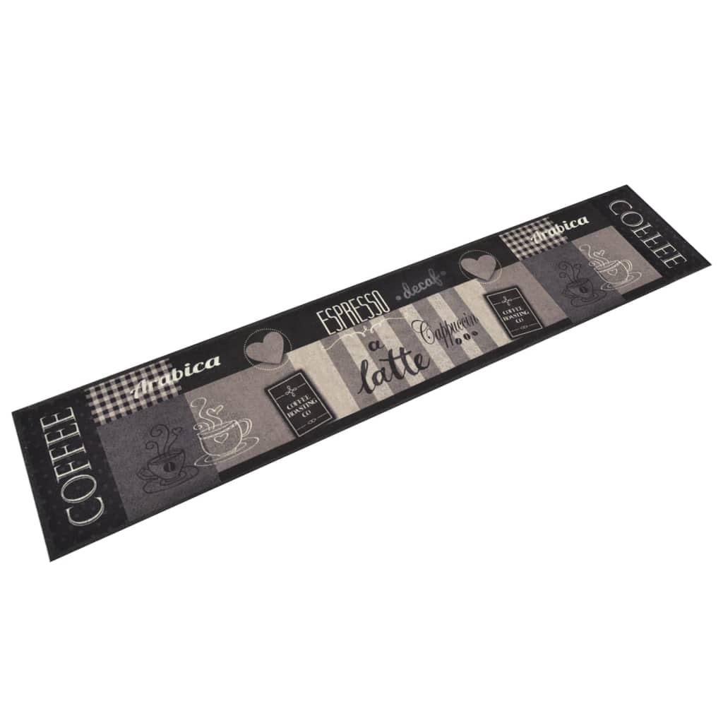 Kjøkkenteppe vaskbar Coffee svart 60x300 cm fløyel