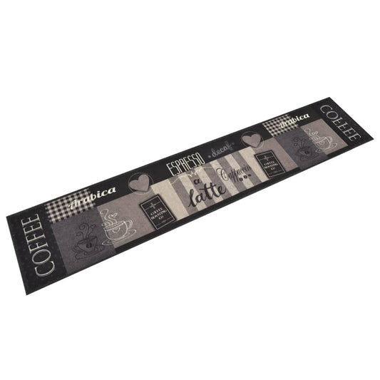 Kjøkkenteppe vaskbar Coffee svart 60x300 cm fløyel