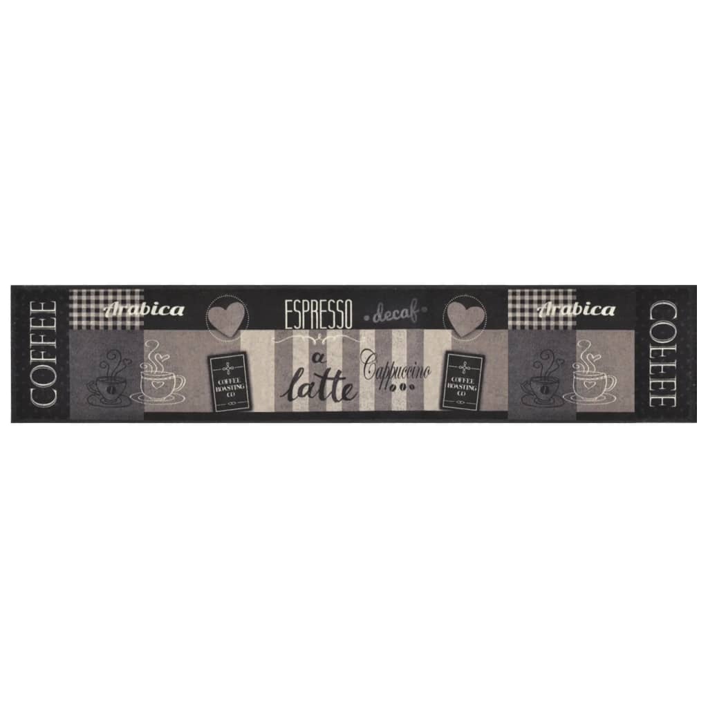 Kjøkkenteppe vaskbar Coffee svart 60x300 cm fløyel