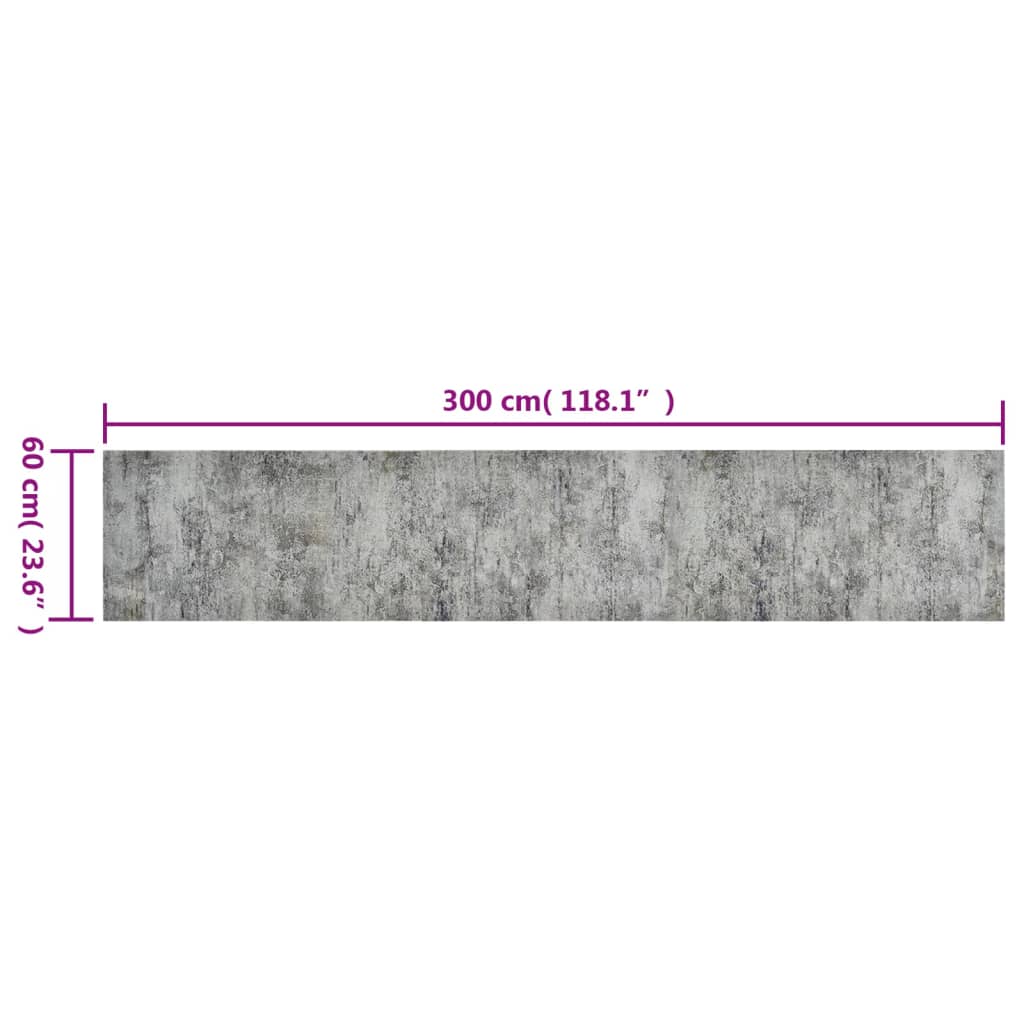 Kjøkkenteppe vaskbar Beton 60x300 cm fløyel