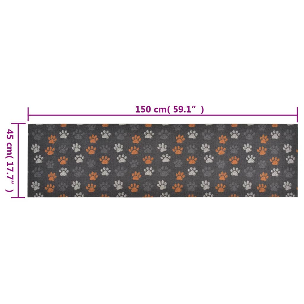 Washable kitchen rug Paws 45x150 cm velvet