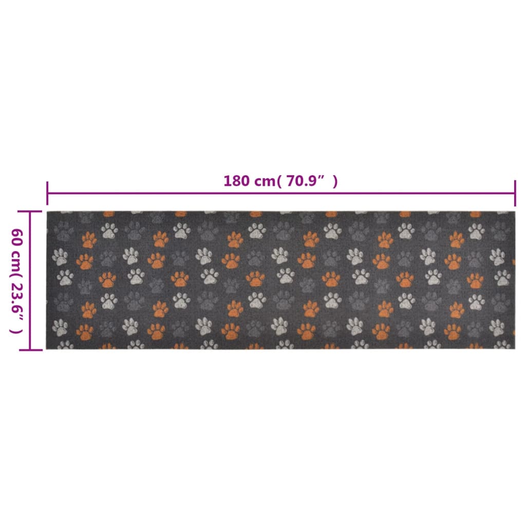 Washable kitchen rug Paws 60x180 cm velvet