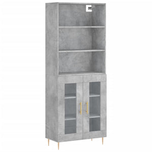 Highboard betonggrå 69,5x34x180 cm konstruert tre