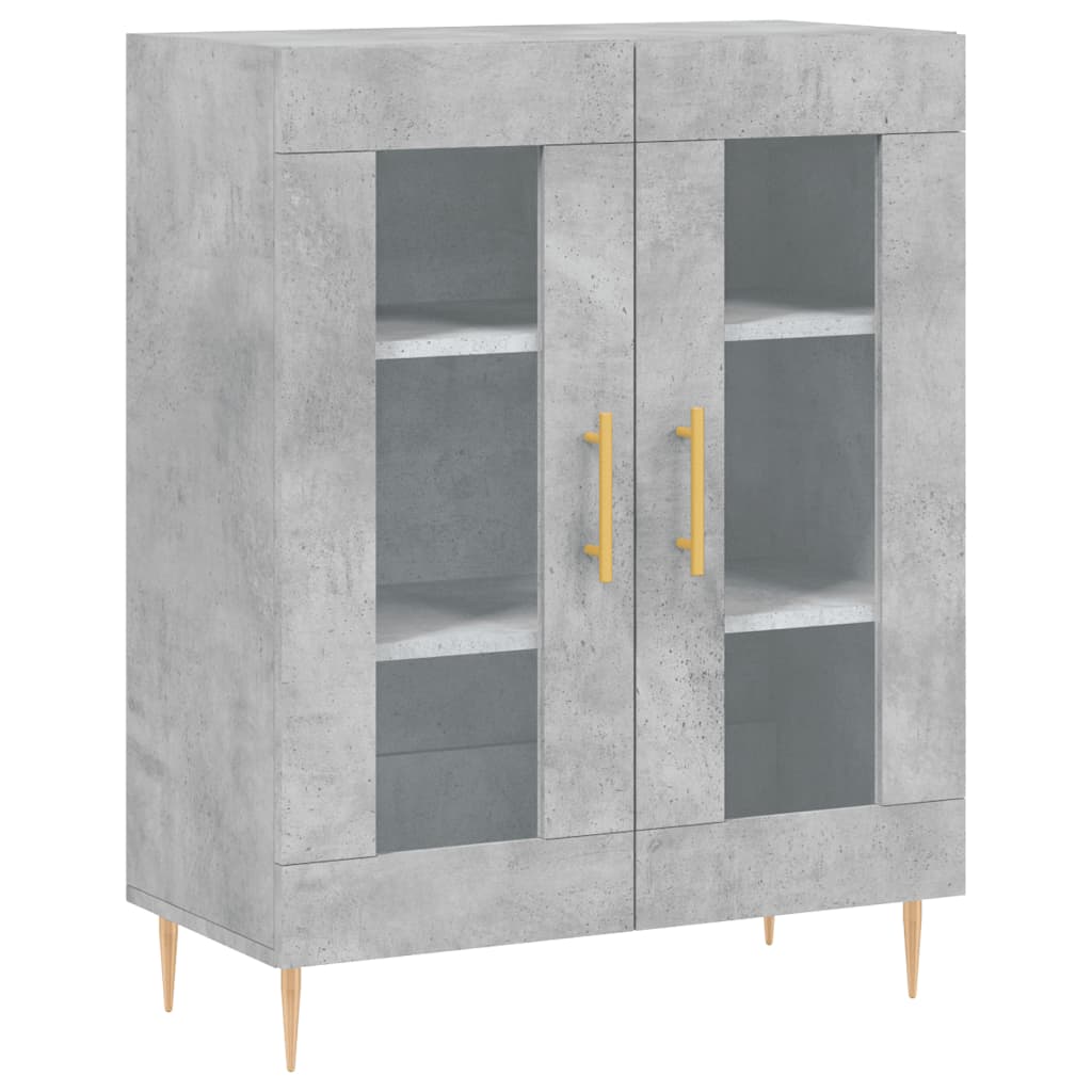 Highboard betonggrå 69,5x34x180 cm konstruert tre