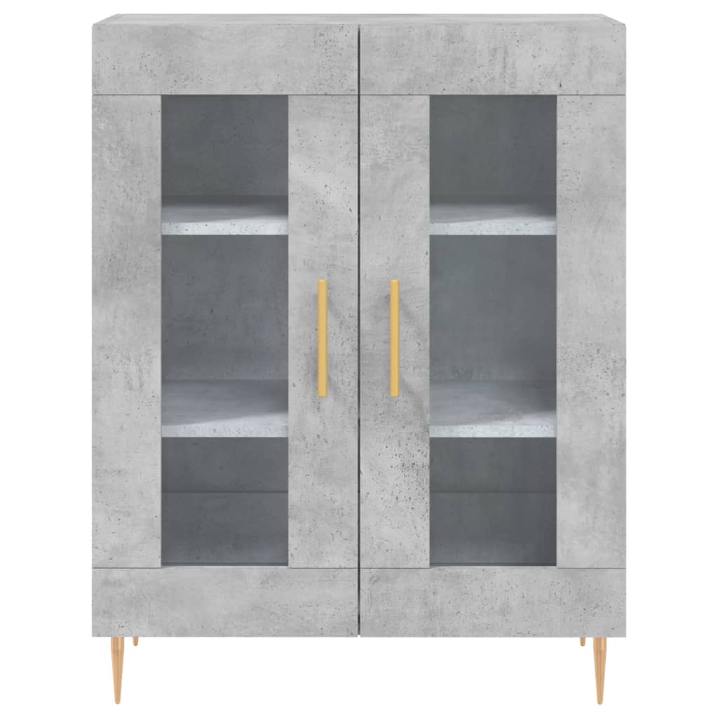 Highboard betonggrå 69,5x34x180 cm konstruert tre