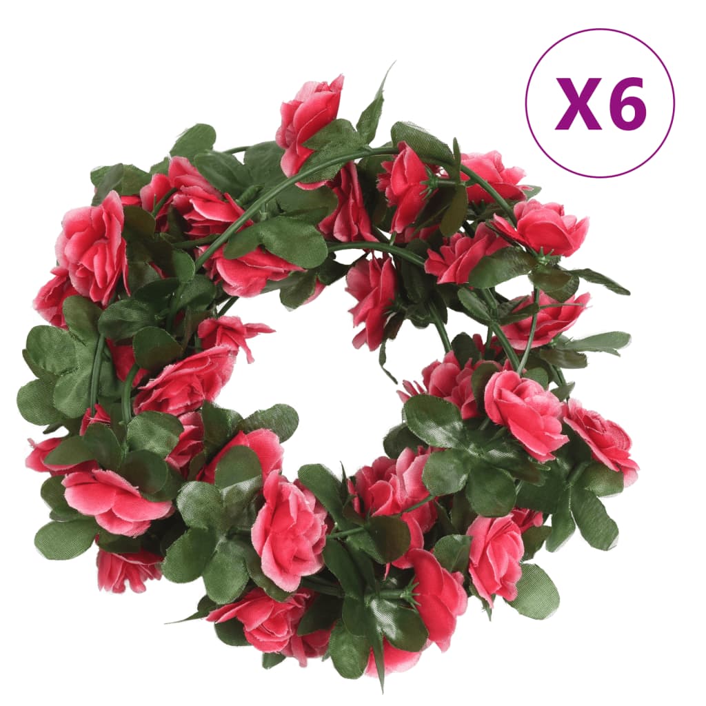 Blomsterkranser for jul 6 stk vår roserød 250 cm