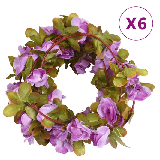 Blomsterkranser for jul 6 stk lyselilla 250 cm