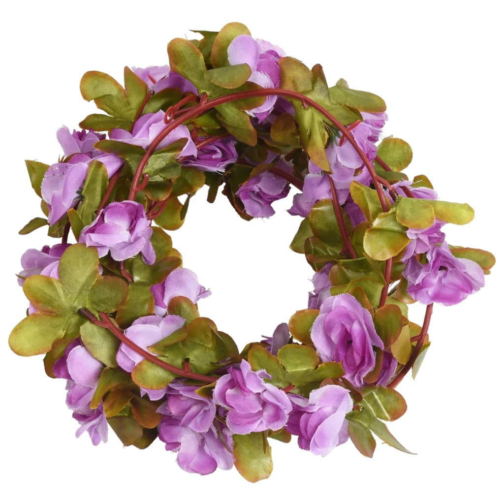 Flower wreaths for Christmas 6 pcs light purple 250 cm