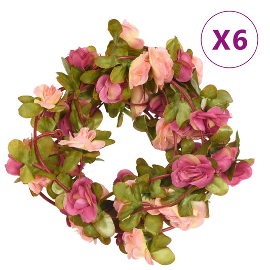 Blomsterkranser for jul 6 stk roserød 250 cm