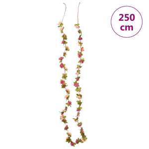 Blomsterkranser for jul 6 stk roserød 250 cm