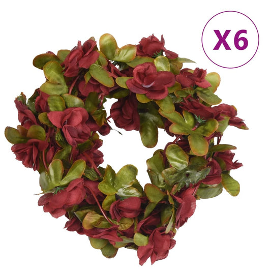 Blomsterkranser for jul 6 stk vinrød 250 cm