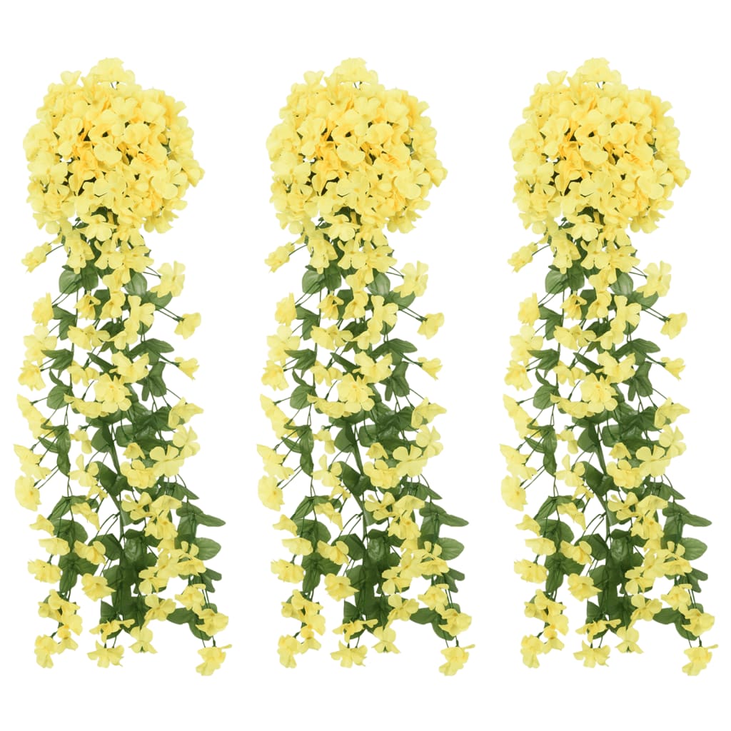 Flower wreaths for Christmas 3 pieces yellow 85 cm