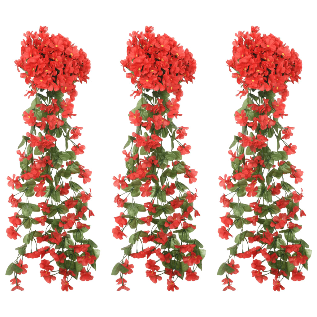 Flower wreaths for Christmas 3 pieces red 85 cm