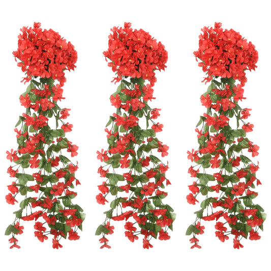 Blomsterkranser for jul 3 stk rød 85 cm