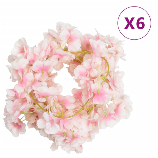 Blomsterkranser for jul 6 stk lyserosa 180 cm
