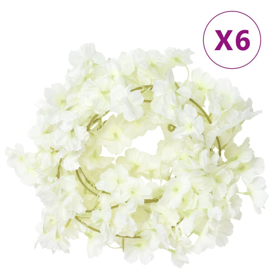 Blomsterkranser for jul 6 stk hvit 180 cm