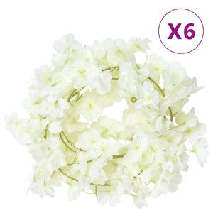 Flower wreaths for Christmas 6 pcs white 180 cm