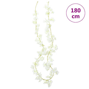 Flower wreaths for Christmas 6 pcs white 180 cm