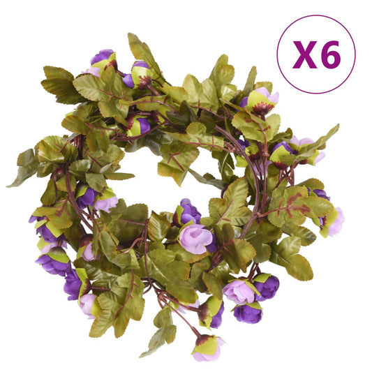 Blomsterkranser for jul 6 stk lyselilla 215 cm