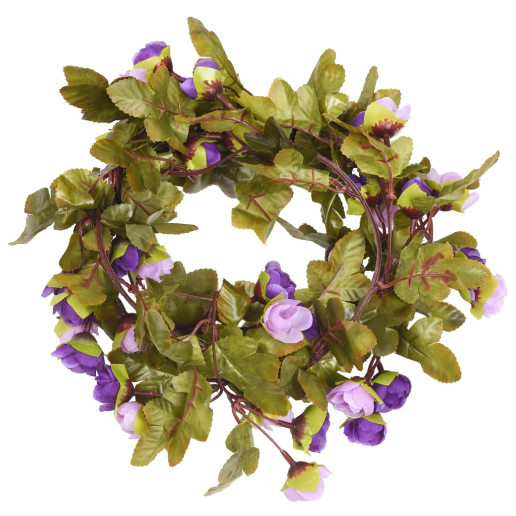 Flower wreaths for Christmas 6 pcs light purple 215 cm