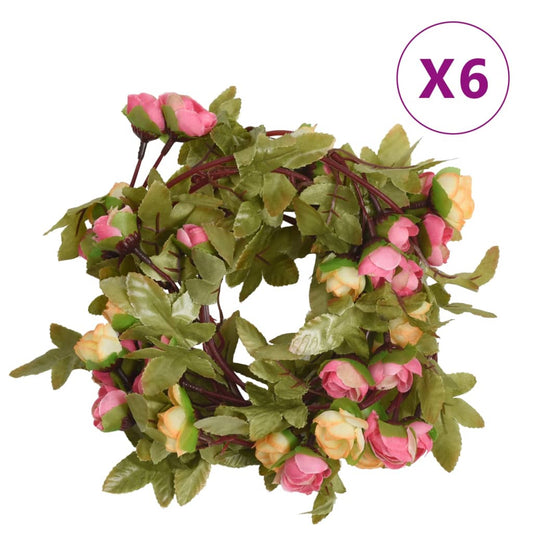 Blomsterkranser for jul 6 stk rosa 215 cm