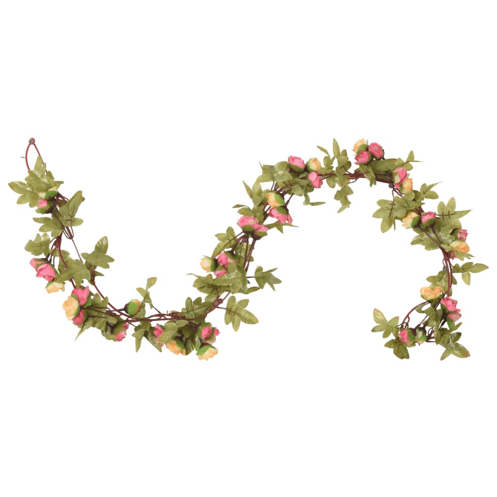 Flower wreaths for Christmas 6 pieces pink 215 cm