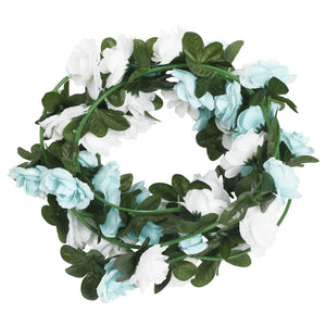 Blomsterkranser for jul 6 stk blå og hvit 240 cm