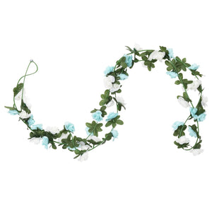 Blomsterkranser for jul 6 stk blå og hvit 240 cm