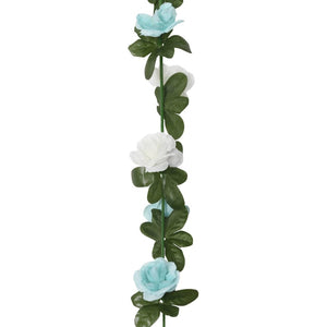 Blomsterkranser for jul 6 stk blå og hvit 240 cm