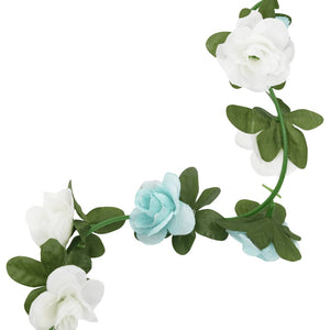 Blomsterkranser for jul 6 stk blå og hvit 240 cm